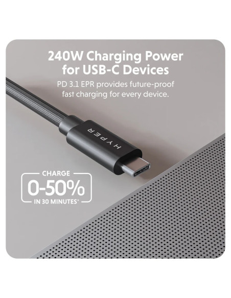 Hyper | HyperDrive Next USB4 Type-C Performance Cable, 1.2 m | HD6500BKGL