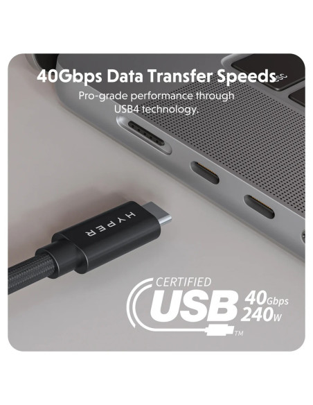 Hyper | HyperDrive Next USB4 Type-C Performance Cable, 1.2 m | HD6500BKGL
