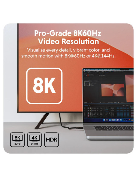 Hyper | HyperDrive Next USB4 Type-C Performance Cable, 1.2 m | HD6500BKGL