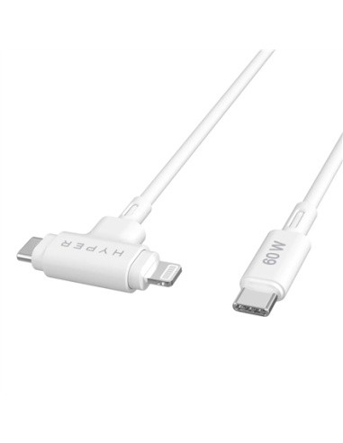 Hyper | HyperJuice Silicone USB-C to USB-C and Lightning Hybrid 60W Cable
