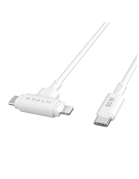 Hyper | HyperJuice Silicone USB-C to USB-C and Lightning Hybrid 60W Cable
