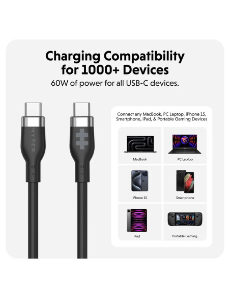 Hyper | HyperJuice USB-C Silicone Charging Cable | HJ4011BKGL