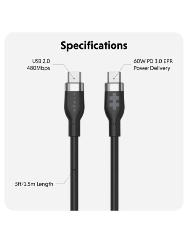 Hyper | HyperJuice USB-C Silicone Charging Cable | HJ4011BKGL
