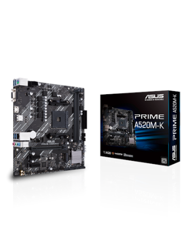 Asus | PRIME A520M-K | Processor family AMD | Processor socket AM4 | DDR4 | Memory slots 2 | Supported hard disk drive interfac