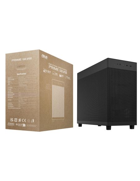 Case, ASUS, ATX/micro ATX/Mini-ITX, Black/Transparent, Midi Tower, PC, PRIME AP303 TG BLACK, 90DC00V0-B39010
