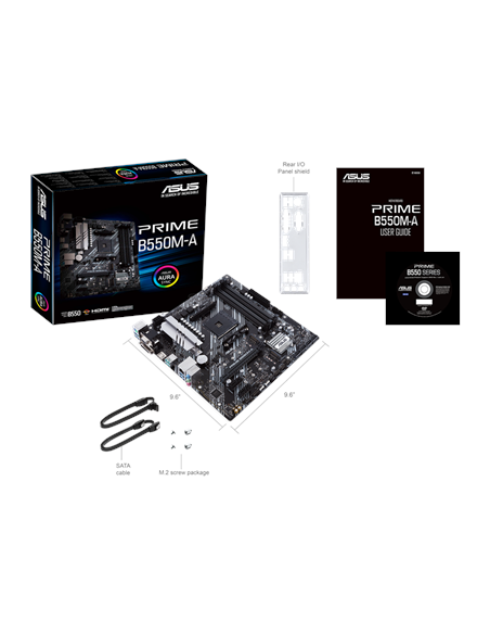 Asus | PRIME B550M-A | Processor family AMD | Processor socket AM4 | DDR4 | Memory slots 4 | Supported hard disk drive interfac