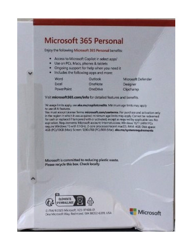 SALE OUT. Microsoft EP2-32410 M365 PERSONAL FY25H2 EN EUROZONE SUBS | Microsoft DAMAGED PACKAGING