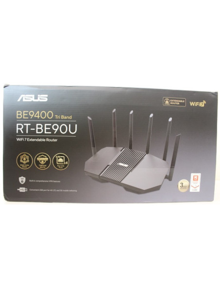 SALE OUT. Asus RT-BE90U Tri-band WiFi 7 Router, EU+UK | Asus BE9400 Tri-band WiFi 7 AiMesh Extendable Router | RT-BE90U | 802.1