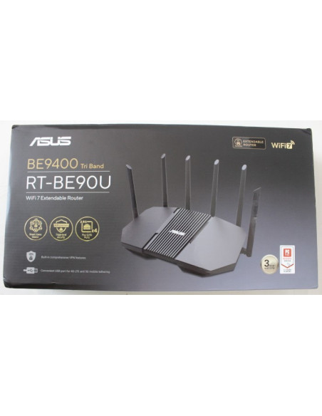 SALE OUT. Asus RT-BE90U Tri-band WiFi 7 Router, EU+UK | Asus BE9400 Tri-band WiFi 7 AiMesh Extendable Router | RT-BE90U | 802.1