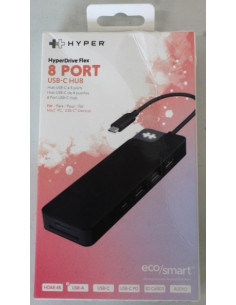SALE OUT. Hyper HyperDrive Flex 8 Port USB-C Hub, Black | Hyper HyperDrive Flex 8 Port USB-C Hub, Black | HD4102BKGL | HDMI por