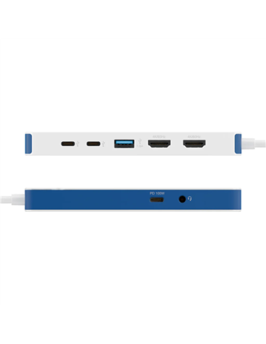 Hyper HyperDrive Flex 9 Port Dual 4K HDMI Dock, White/Blue | HD4103BUGL | HDMI ports quantity 2