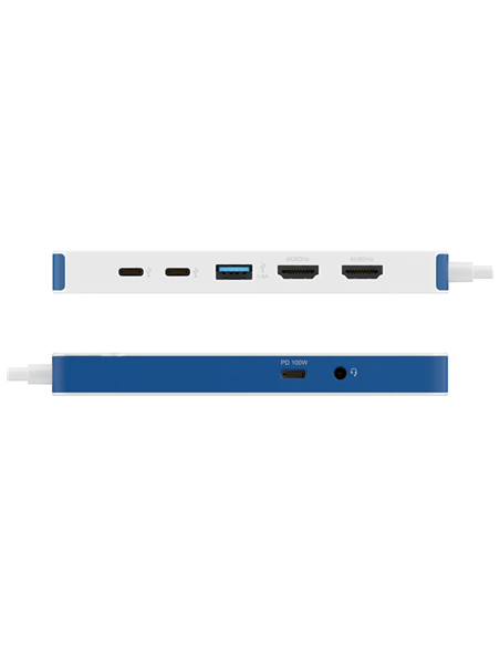 Hyper HyperDrive Flex 9 Port Dual 4K HDMI Dock, White/Blue | HD4103BUGL | HDMI ports quantity 2