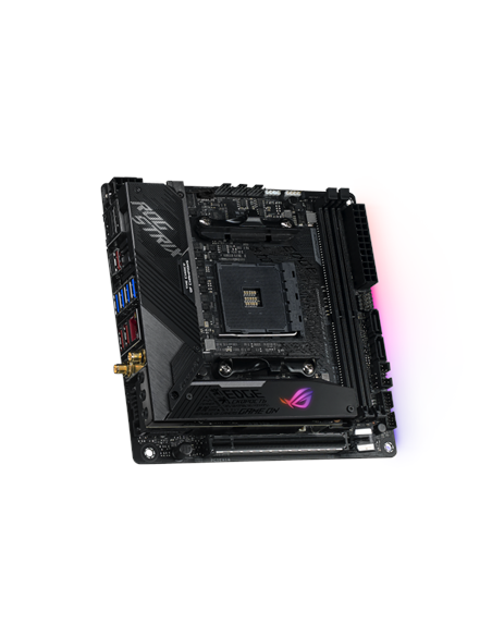 Asus ROG STRIX X570-I GAMING | Processor family AMD | Processor socket AM4 | DDR4 | Supported hard disk drive interfaces SATA, 