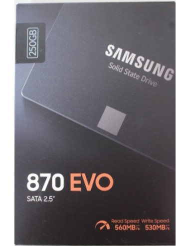 SALE OUT. Samsung | SSD | 870 EVO | 250 GB | SSD form factor 2.5" | Solid-state drive interface SATA III | Read speed 560 MB/s 